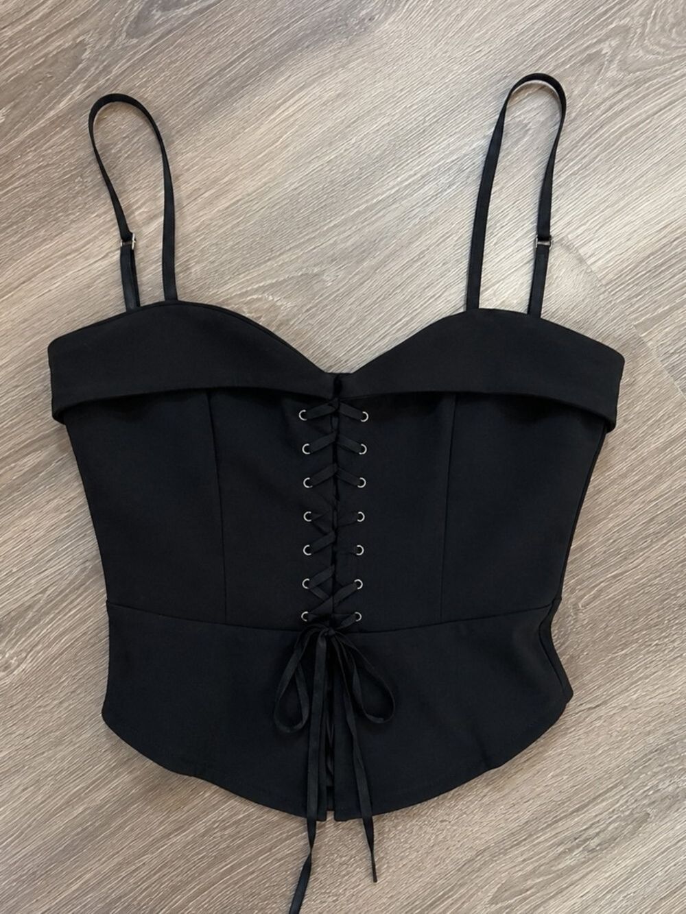 Express Black Lace-Up Corset Top – Size 6 – NWT